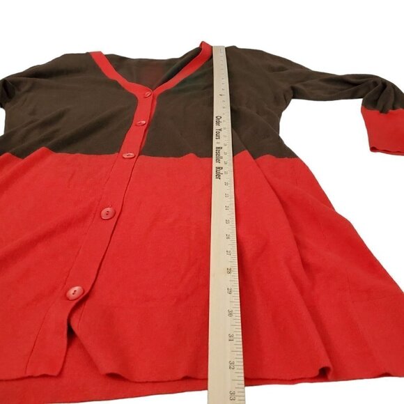Neiman Marcus Cardigan Womens XL Brown Colorblock Silk Linen‎ Sweater Button Up - Picture 8 of 9